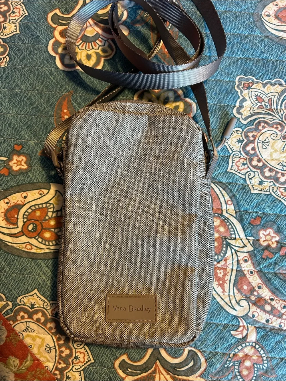 Vera Bradley Compact Gray Crossbody Bag for Women Neutral Everyday Carry